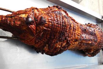 Perfekt gegrilltes Spanferkel